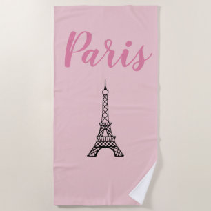 Toalha De Praia Piscina de Verão da Torre Eiffel de Paris rosa