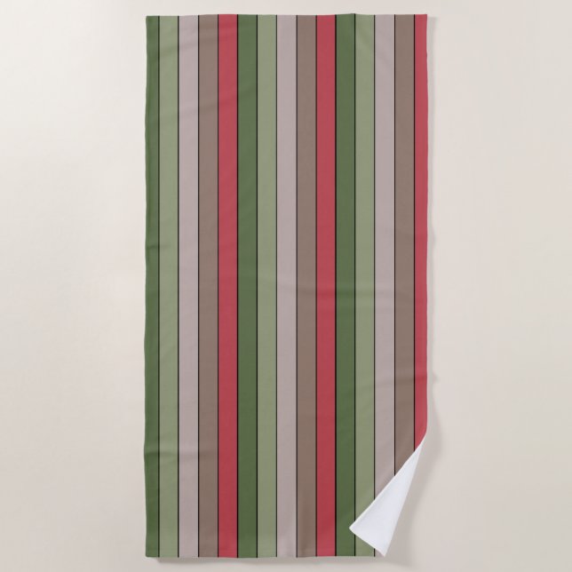 Toalha De Praia Pistachio Nut Shell Green Red Stripes (Frente)