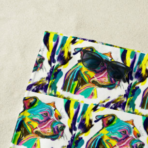 Toalha De Praia Pitbull Love Beach Towel