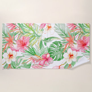 Toalha De Praia PixDezines Vintage Pastel H2 Havaí Folhagem Floral