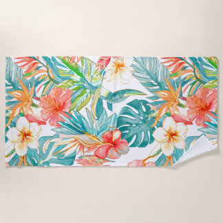 Toalha De Praia PixDezines Vintage Pastel H2 Havaí Folhagem Floral