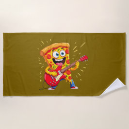 Toalha De Praia **Pizza Rock ’n’ Roll – Fatia Engraçada Tocando Gu