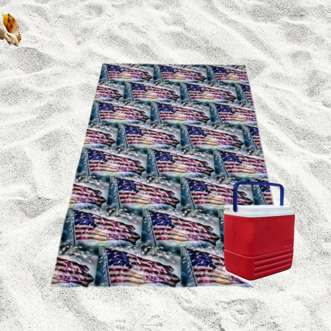 Toalha De Praia Plano de fundo do Fireworks (Display your patriotism, in this Fireworks Backdrop Beach Towel!)