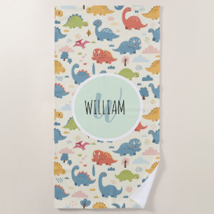 Toalha De Praia Playful Colorful Dinossauro Padrão Personalizado