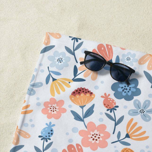 Toalha De Praia Playful Floral Pattern Bath Beach Towel (In Situ)