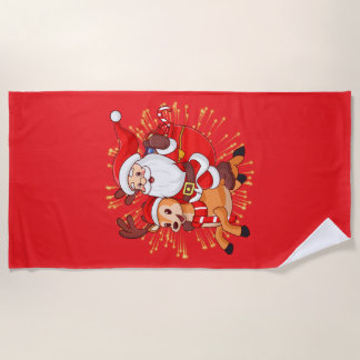 Toalha De Praia **"Playful Santa Claus Design – Fun and Festive Ch