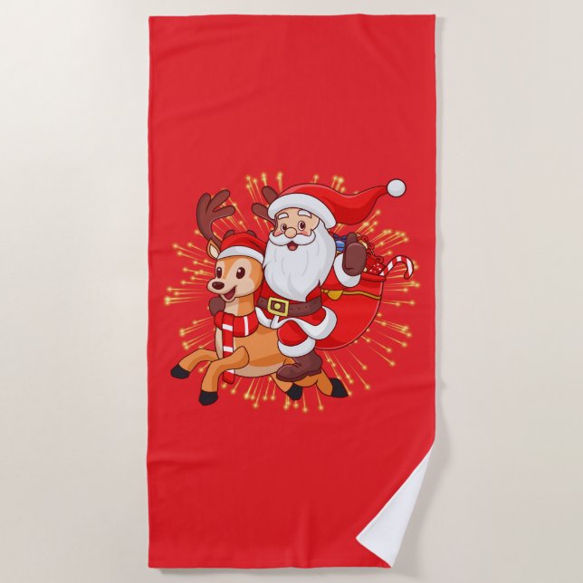 Toalha De Praia **"Playful Santa Claus Design – Fun and Festive Ch (Frente)