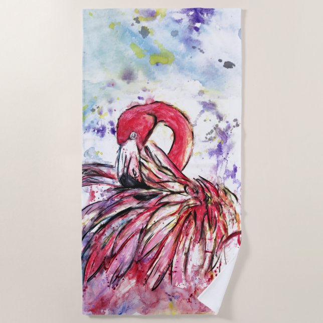 Toalha De Praia Plumes au rose (Frente)