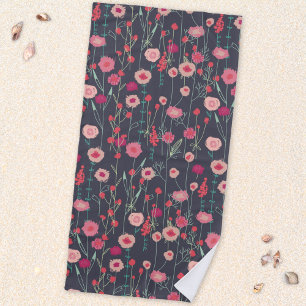 Toalha De Praia Plymouth Flowers Dark Boho Floral Pintura