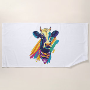 Toalha De Praia Png Vaca Colorida, Design Vaca Arco-Íris Png