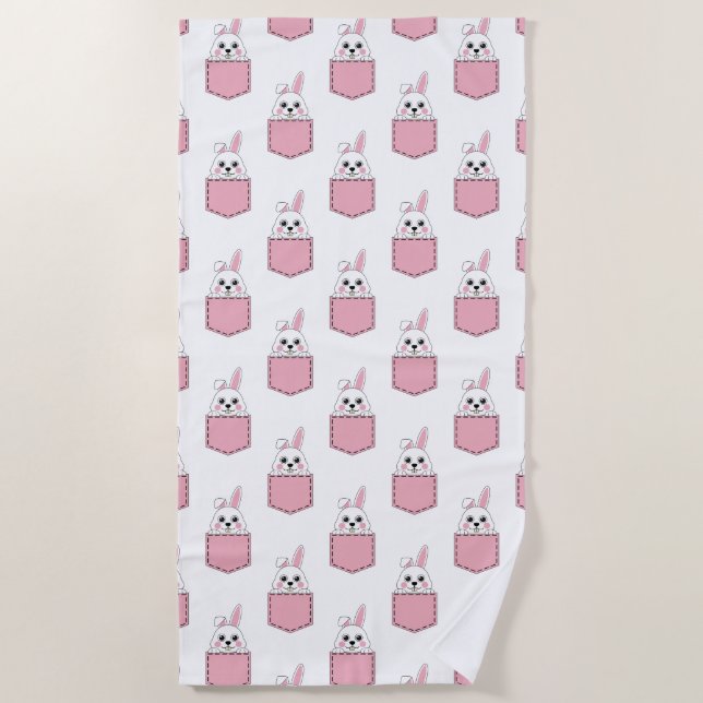 Toalha De Praia Pocket Pet Bunny Pattern (Frente)