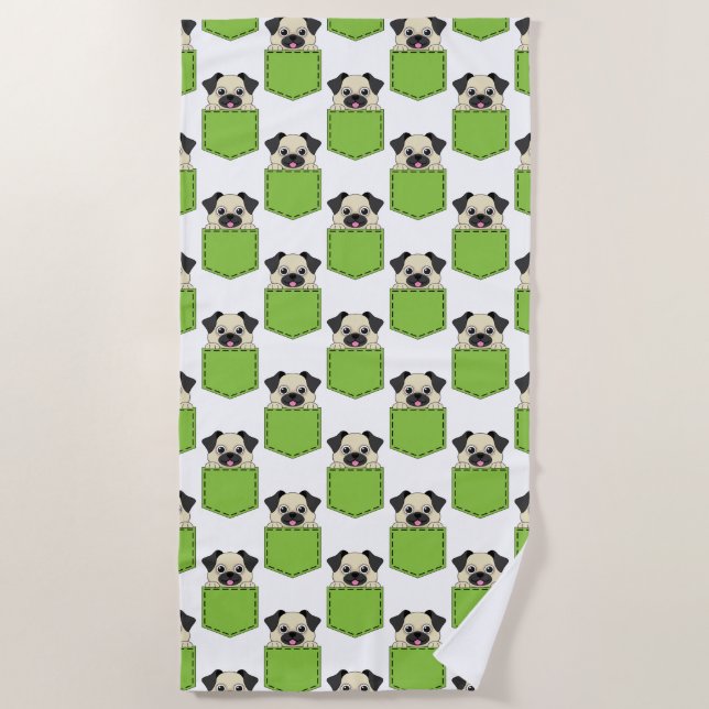 Toalha De Praia Pocket Pet Dog Patterno (Frente)