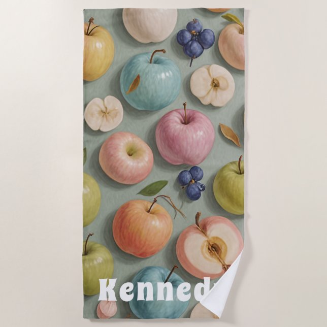 Toalha De Praia Pomar Whimsy: Fruta de Pastel (Frente)
