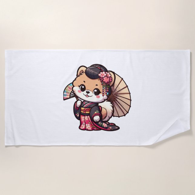 Toalha De Praia Pomeranian Dog Kimono (Frente)