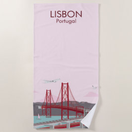 Toalha De Praia Ponte de Lisboa sobre o rio Tagus no estilo da saf