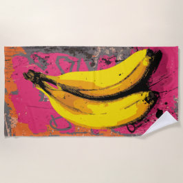 Toalha De Praia Pop Art Bananas with Urban Splash Background