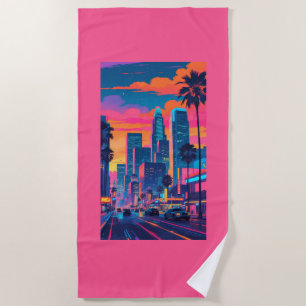 Toalha De Praia Pop de Art Beach Towel de Los Angeles - Colorida
