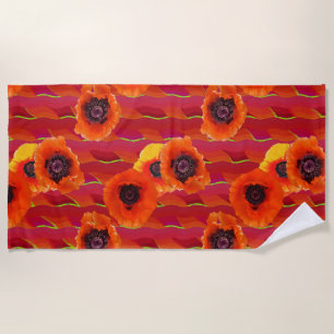 Toalha De Praia Poppies orientais vibrantes
