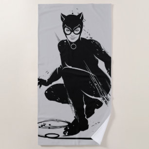 Toalha De Praia Pose de Pincel da Mulher-Gato