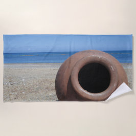 Toalha De Praia Pote tradicional grego Terracotta na praia