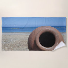 Toalha De Praia Pote tradicional grego Terracotta na praia