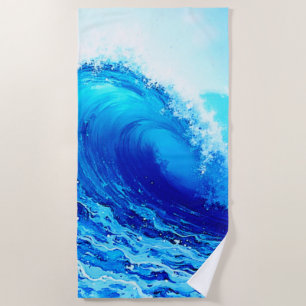 Toalha De Praia Potente Design de Onda Oceânica