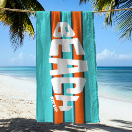 Toalha De Praia Praia Por Favor Aqua Blue & Orange Beach Towel