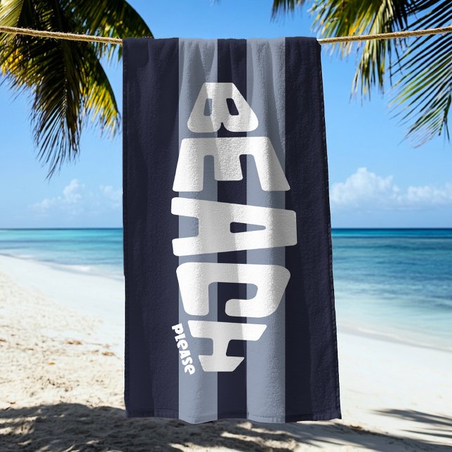 Toalha De Praia Praia, por favor, Marinho Blue e White Beach Towel (Criador carregado)