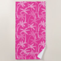 Praia Tropical Árvore Palmeira Rosa Monogramada