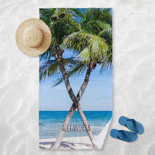 Toalha De Praia Praia Tropical Palmeiras Foto Personalizada DIY
