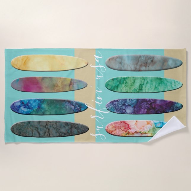 Toalha De Praia Pranchas de praia em direção à areia (Frente)