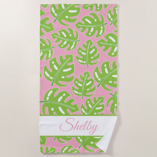 Toalha De Praia Preppy Palms Personalised Beach Towel