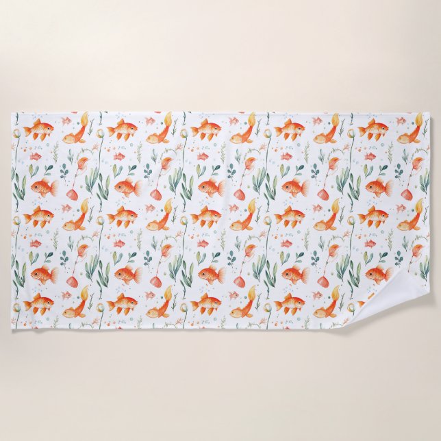 Toalha De Praia Presente de aniversário | Peixe todo o dia (Frente)