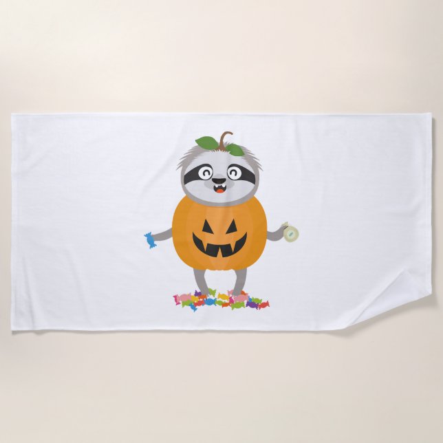 Toalha De Praia Presente de fantasia de Pumpkin Sloth Halloween (Frente)