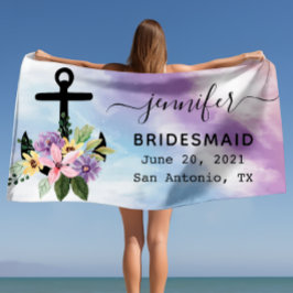Toalha De Praia Presente de Floral Âncora para as Damas de Honra d
