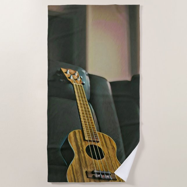 Toalha De Praia presente de guitarra de baixo acústico (Frente)