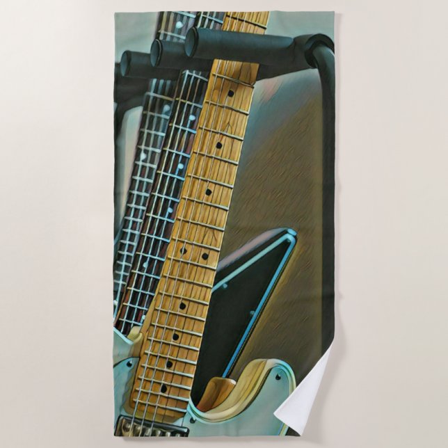 Toalha De Praia presente de guitarra para dia de os pais (Frente)