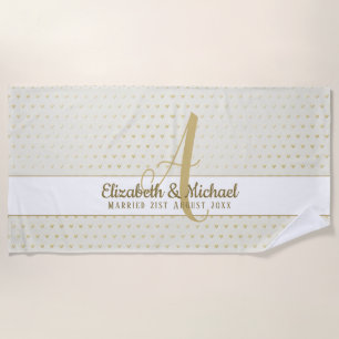 Toalha De Praia Presente Elegante Dourado de Casamento de Monogram