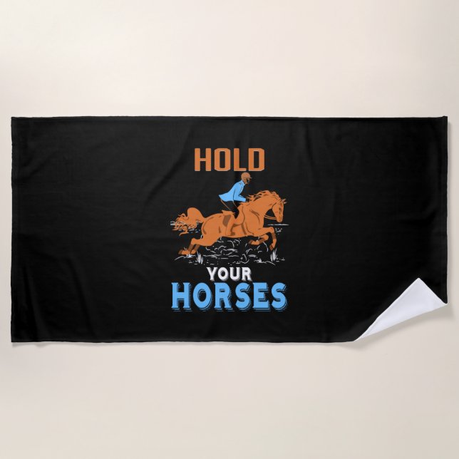 Toalha De Praia Presente Equestre | Segure seus cavalos incríveis (Frente)