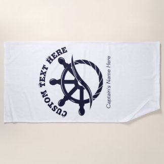 Toalha De Praia Presente Náutico de Capitão de Barco Personalizado