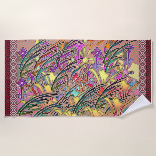 Toalha De Praia Presente no Jardim Flor (Frente)