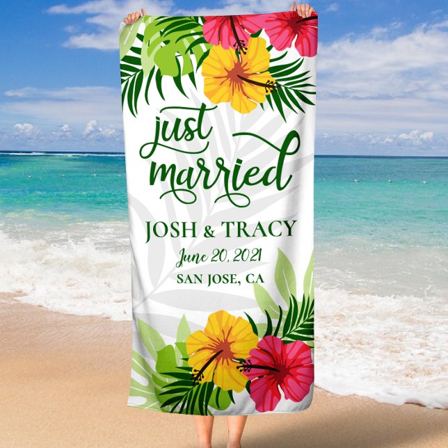 Toalha De Praia Presente para Chá de Noiva, Recém-casados, Senhor  (Bridal Shower Gift, Just Married, Mr and Mrs Beach Towel)