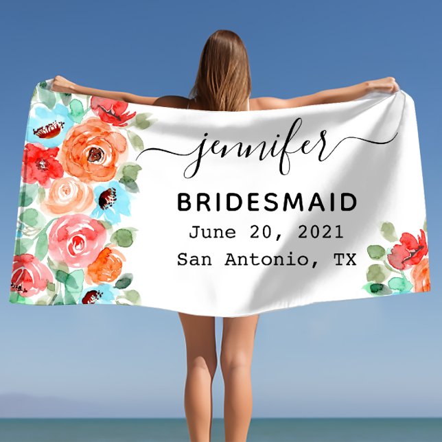 Toalha De Praia Presente para Damas de Honra da Despedida de Solte (Bachelorette Party Bridesmaid Gift, Custom Beach Towel)