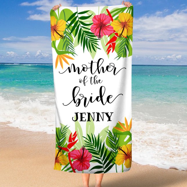 Toalha De Praia Presente Personalizado para a Mãe da Noiva (Personalized Custom Mother of the Bride Gift Beach Towel)