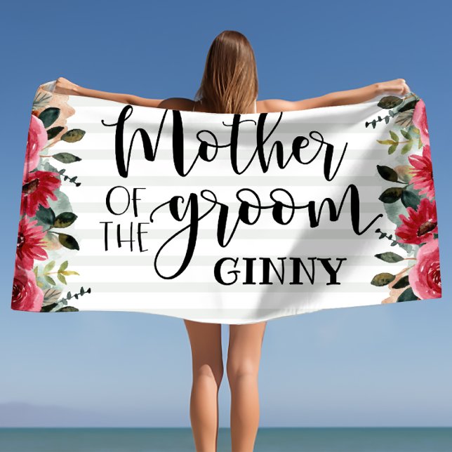 Toalha De Praia Presente Personalizado para a Mãe do Noivo no Bach (Mother of the Groom Bachelorette Personalized Beach Towel)
