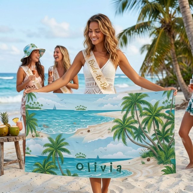 Toalha De Praia Presente Personalizado para Damas de Honra Oceano  (Criador carregado)