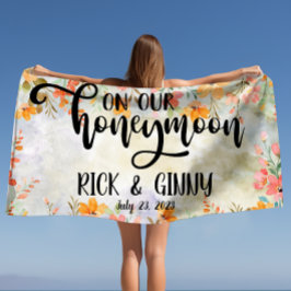 Toalha De Praia Presentes Personalizados de Lua de Mel com Floral 