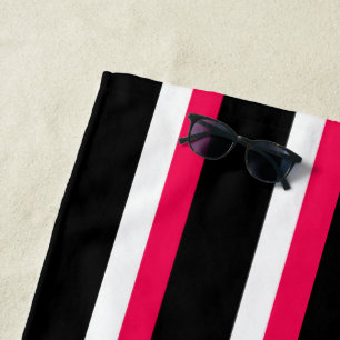 Toalha De Praia Preto Cor-de-Rosa, Branco, Striqueado