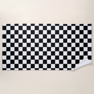 Toalha De Praia Preto e branco Checkered