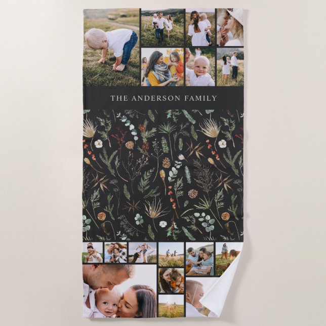 Toalha De Praia preto elegante 17 fotobbotânico pampas bea (Frente)